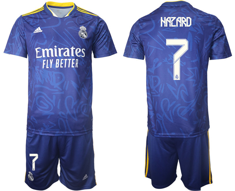 Men 2021-2022 Club Real Madrid away blue #7 Soccer Jerseys